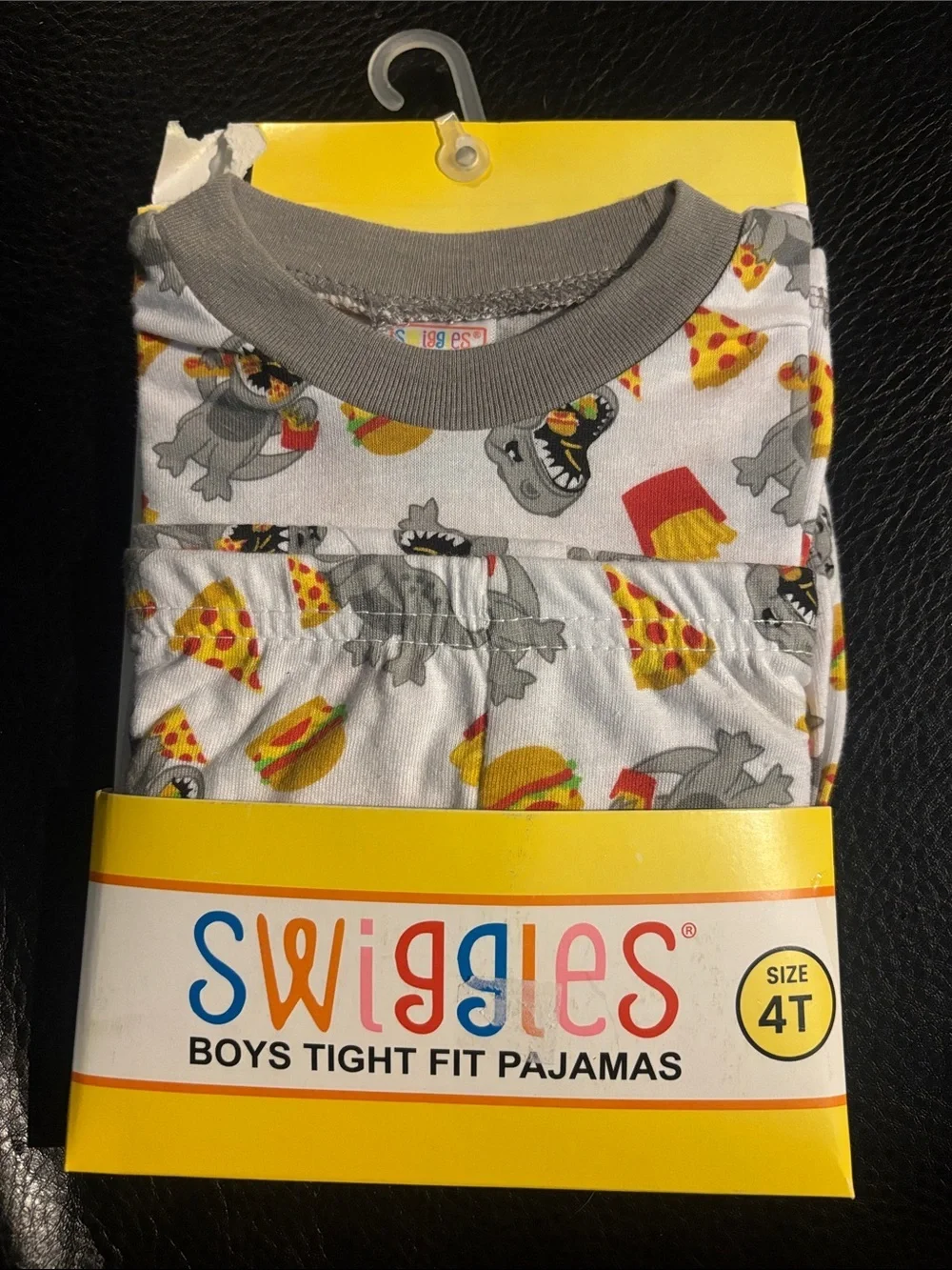 Swiggles Boys Gray & White Pizza and Burger Pajama Set
